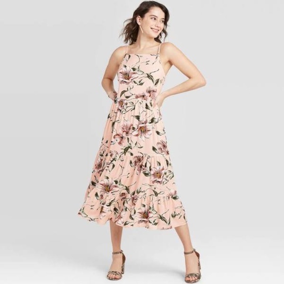 Xhilaration Dresses & Skirts - Floral Sleeveless Lace-Up Back Tiered Dress Small